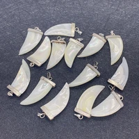 natural sea shell pendant charms for diy handmade necklace earrings jewelry making chili bull horn shape white butterfly shell