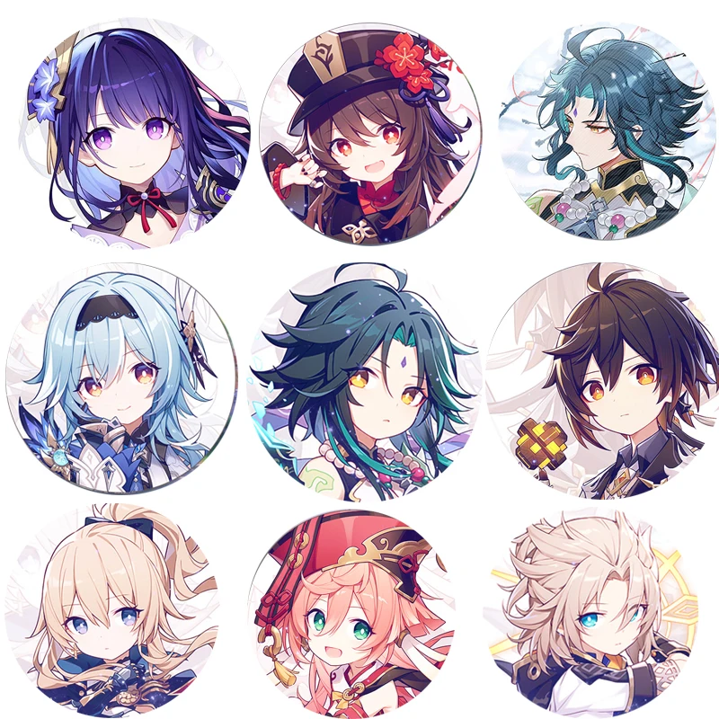 

Anime de la isla de Kyushu impacto insignia de cosplay broche ganyu keqing xiao zhongli Raiden Shogun Kamisato аниме аксессуары