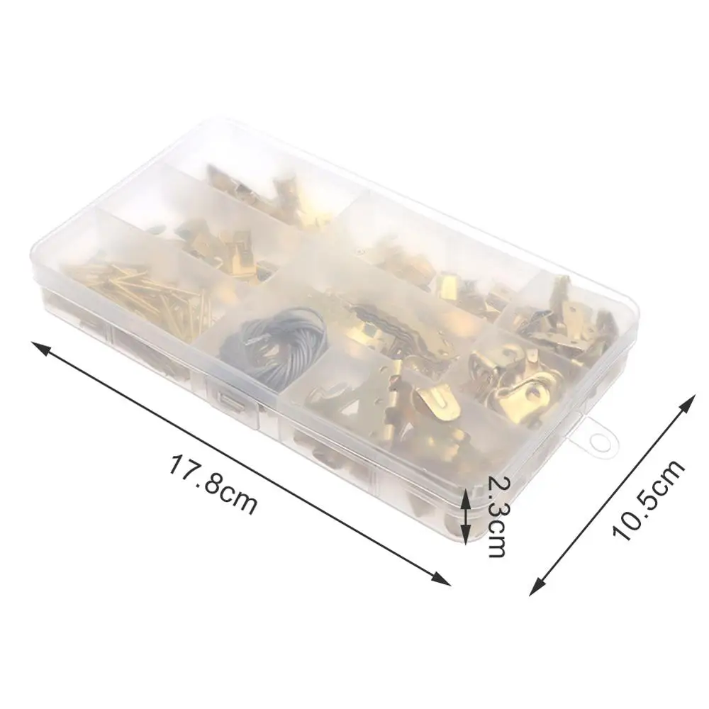 

250pcs Boxed Metal European Style Seamless Nail Wall Nail Photo Frame Pendant Hook Wire Rope Set Hanging Hooks Kit