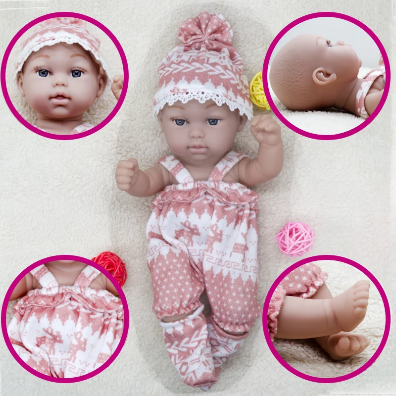 

Bebe Reborn Doll 3D Brown Eyes Vinyl Waterproof Toy DIY Clothes Accessories For Girl's Xmas Gift 28cm 11inch New Rorn Baby Dolls