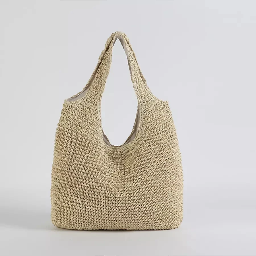 1 Pcs Fashion Rattan Women Shoulder Bags Wikcer Woven Large Capacity Female Handbags Summer Beach Straw Bags Casual Totes Purses