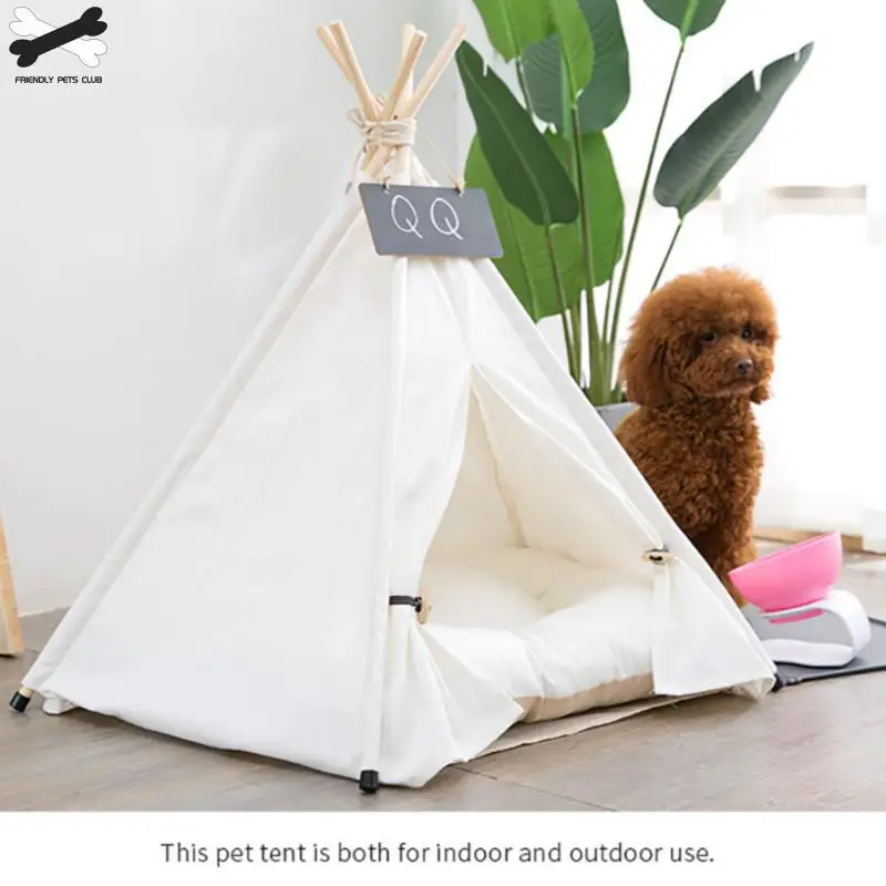 

Pet Tent House Cat Bed Portable Teepee With Thick Cushion And 6 Colors Available For Dog Puppy Excursion Outdoor Indoor