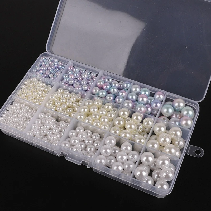 

1 Box Mixed Imitation Pearls Beads with Holes White Ivory ABS Plastic Loose Teardrop Spacer Beads Kit Jewelry Making