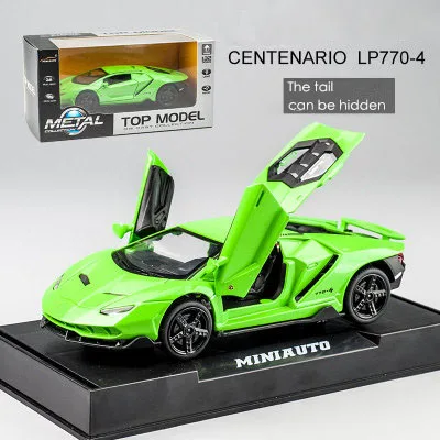 Green With Box Горячая LP770 1:32 RC автомобиль сплав спортивная модель автомобиля звук светильник супер гоночный автомобиль задний откидной обода сплавочных колес игрушки для детей - Цвет: Green With Box