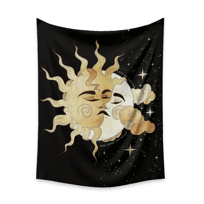 

Practical Durable tapestry Bohemian Tapestry Psychedelic Wall Tapestry Sun Background Cloth Hanging Fabric Interior Decoration
