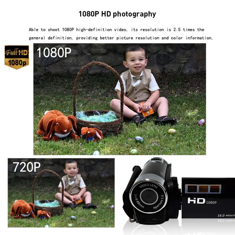 

1080P Digital Camera Video Recorder Camera with LCD Screen Built In Microphone DV Camcorder with 16X Zoom Function