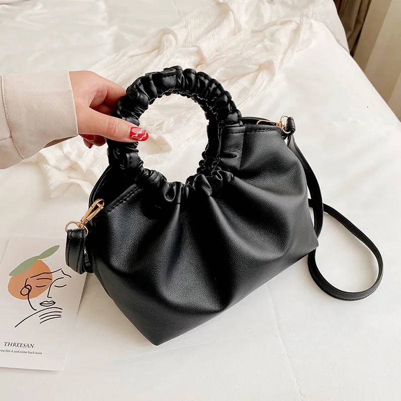 

Leather Vintage Ruffled One-shoulder Messenger Bag Ladies Handbags and Wallet Bags Ladies 2020 New Luxury Handbags