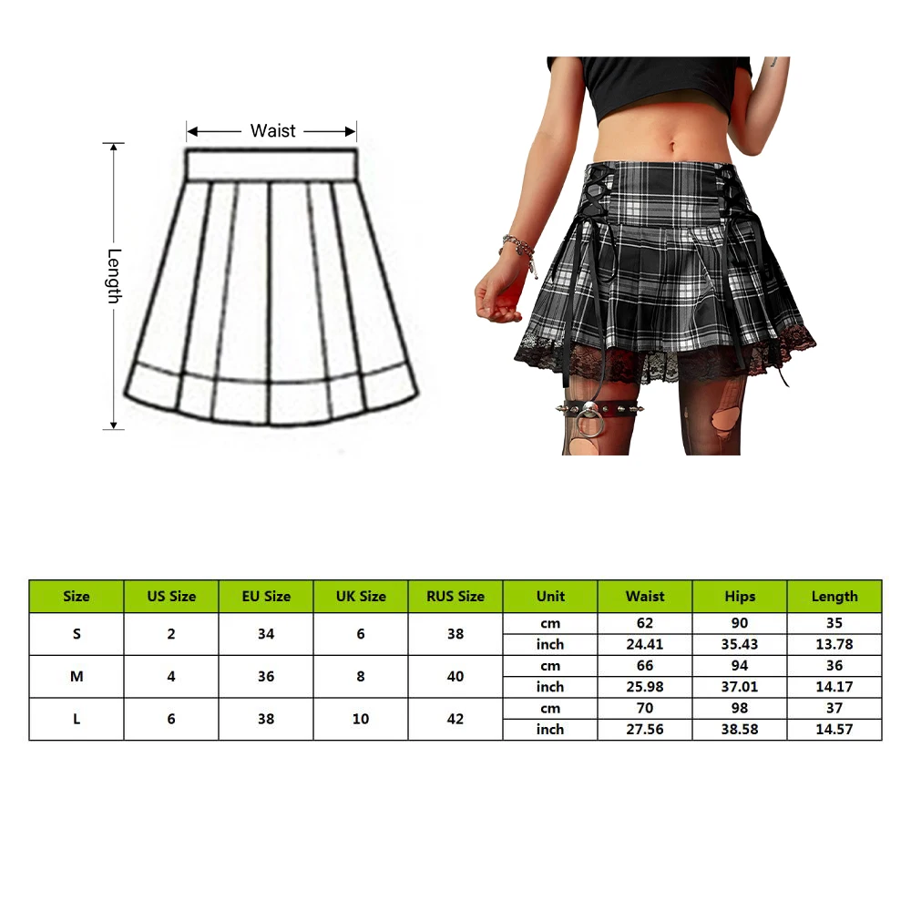 

Sweetown Lace Up Goth Woman Skirts Pink Stripe Plaid Lace Trim Pleated Skirt Punk Dark Academia Aesthetic E Girl Clothes