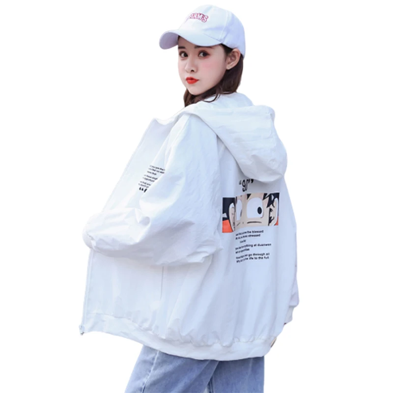 Куртка Женская Весенняя оверсайз с аниме-принтом базовая бейсбольная ветровка в