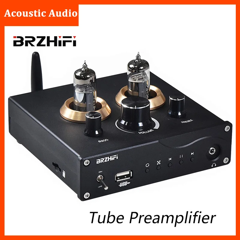 

Трубчатый предусилитель BRZHIFI 6J5, HiFi стерео аудио предусилитель, Bluetooth 5,0 усилитель, поддержка USB флеш-накопителя, TF-карты, WAV SBC FLAC APE