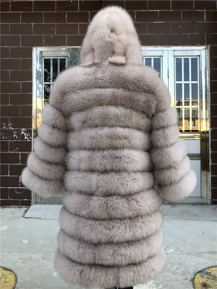 Натуральная Шуба из натурального Лисьего меха, Женский Зимний натуральный жилет, Толстая теплая длинная куртка с рукавами, верхняя одежда пальто женское