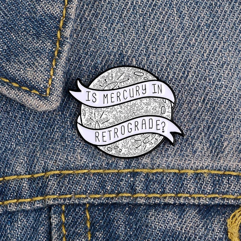 Ретроградный Меркурий брошь блеск планета эмали штырь металлический знак одежда