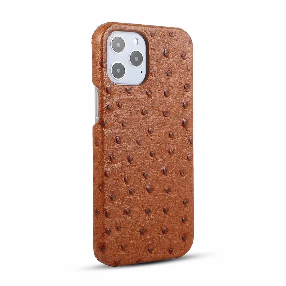 

for Iphone12pro Max Ostrich Grain Leather Mobile Phone Case Apple 12 Trendy Men and Women Protective Case Hard Leather Case