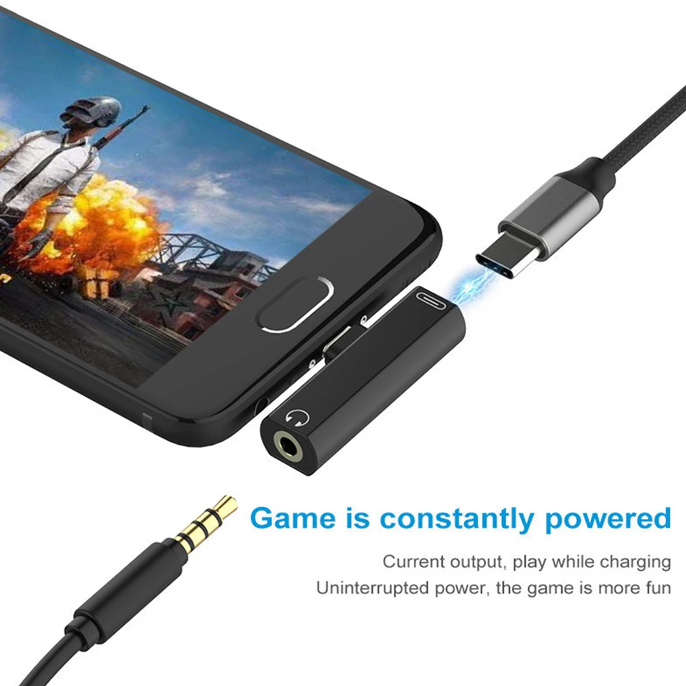 Горячая Распродажа Портативный 2 в 1 Type C зарядный разъем аудио наушники адаптер