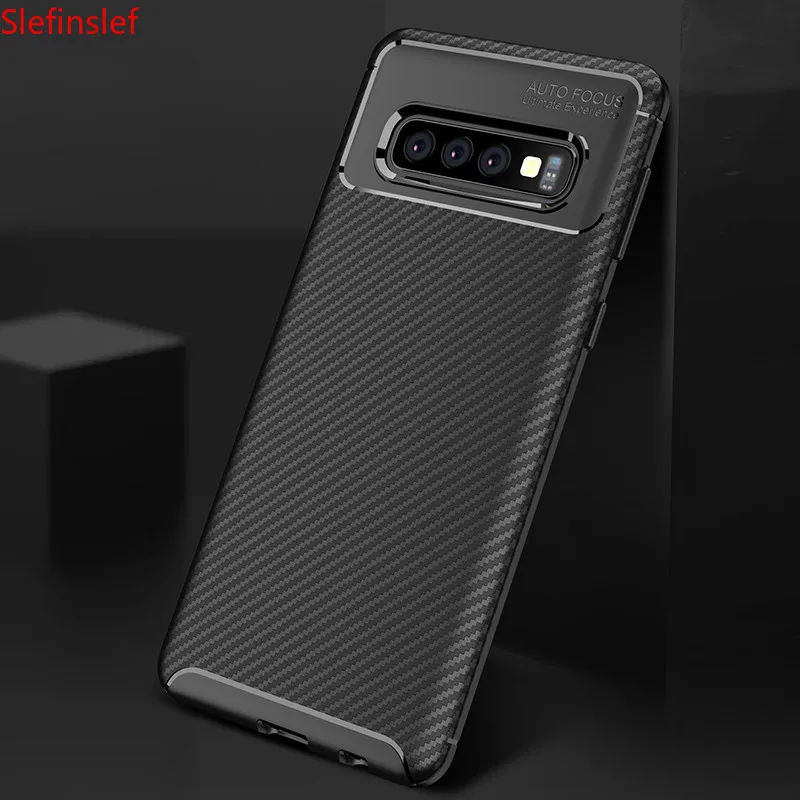 Чехол для Samsung Galaxy S10 Plus Мягкая силиконовая задняя крышка из углеродного волокна