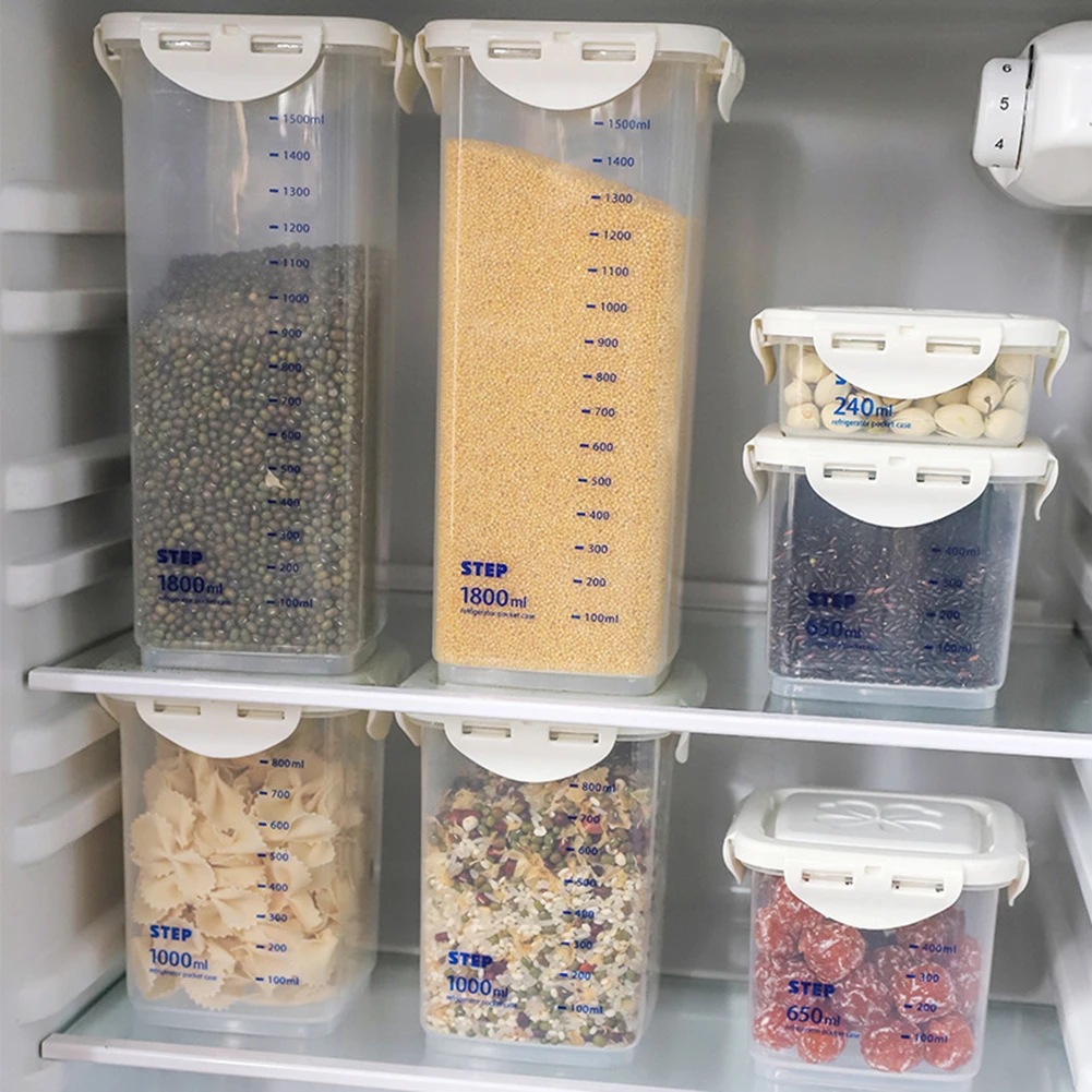 

240ml/650ml/1000ml/1800ml Kitchen Dried Nuts Spices Snacks Food Grain Storage Box Good Sealability Graduation Jar Seal Pot Can