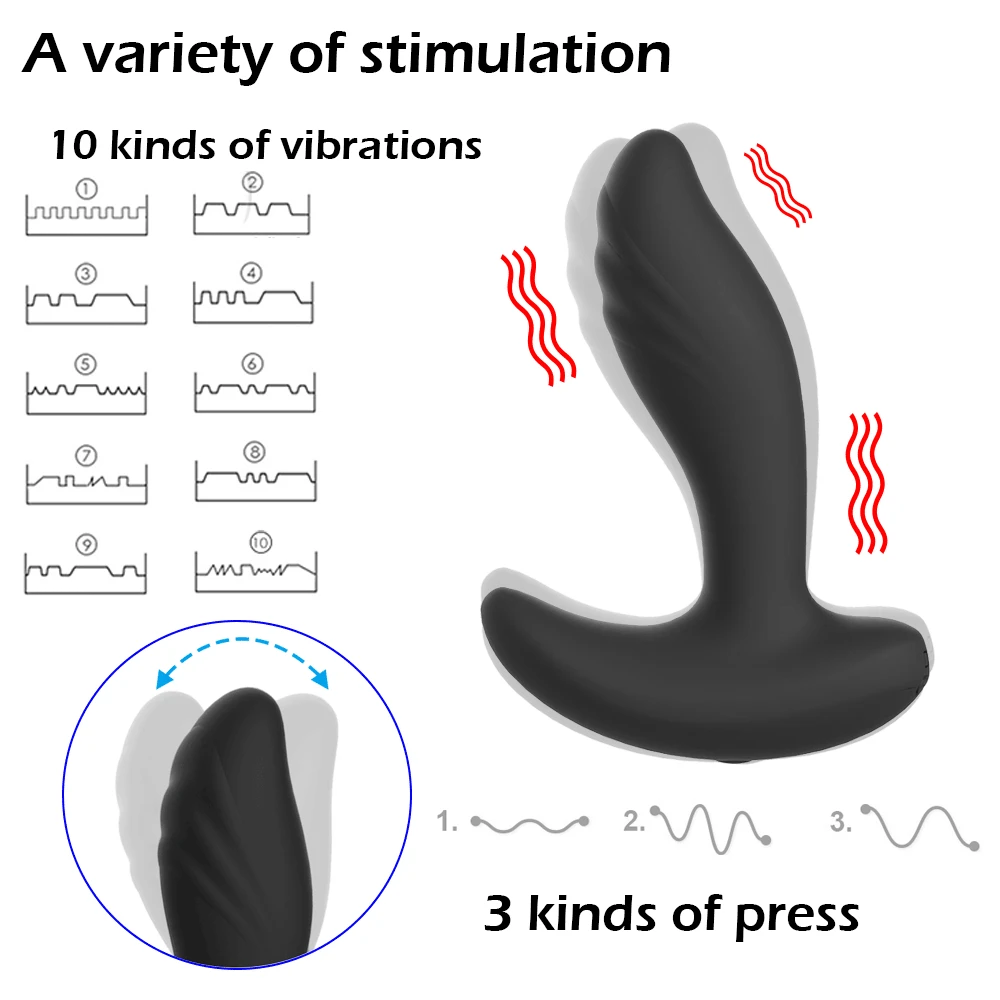 Remote Control Vibrating Prostate Massager Men Anal Plug Waterproof 10 Stimulation Patterns Butt Anus Silicone Sex Toys Shop | Красота и