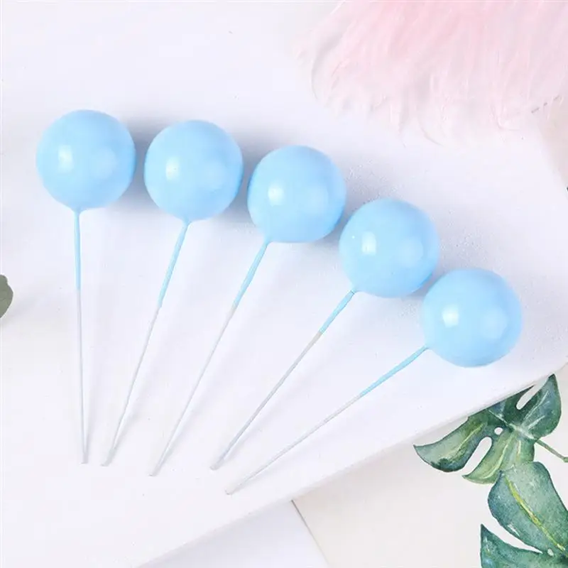 

60pcs Ball Shaped Cake Topper Round Ball Cake Picks Cake Decor (Random Color)