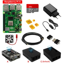 Original Raspberry Pi 4B 2GB 4GB 8GB RAM Kit 5V 3A Power Adapter + Cooling Fan + Heat Sinks + Card for Raspberry Pi 4 Model B