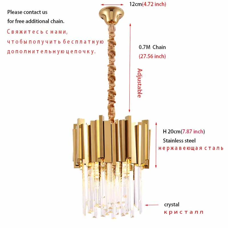 Arañas led de luces cromadas/doradas para cocina, lámpara colgante redondo pequeña de cristal k9 para dormitorio, comedor, Vestíbulo de lujo