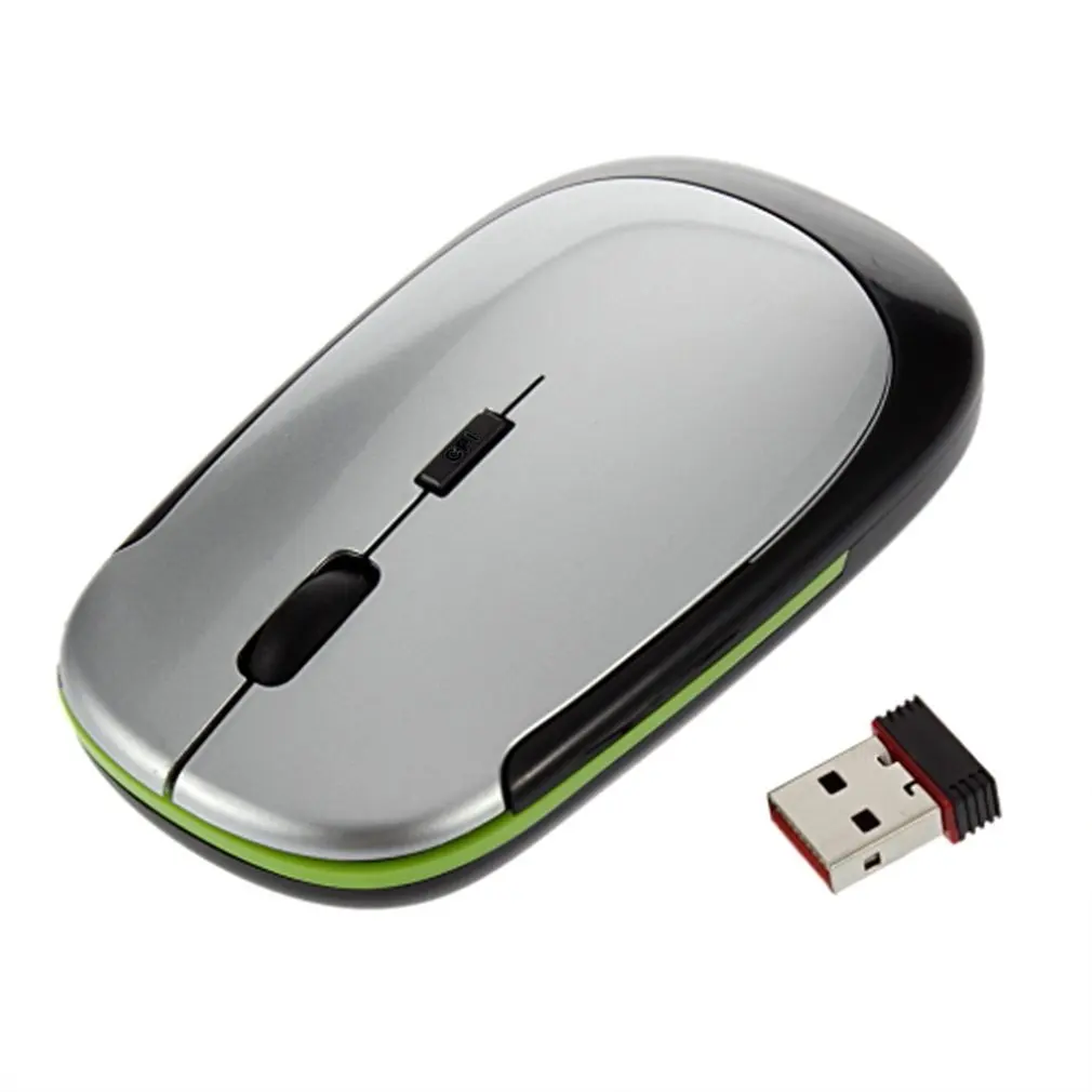 2,4G беспроводная мышь USB 2,0 приемник супер тонкая Мини Милая оптическая беспроводная мышь USB мышь с правой прокрутки для ноутбука ПК видеоигры - Цвет: Серебристый