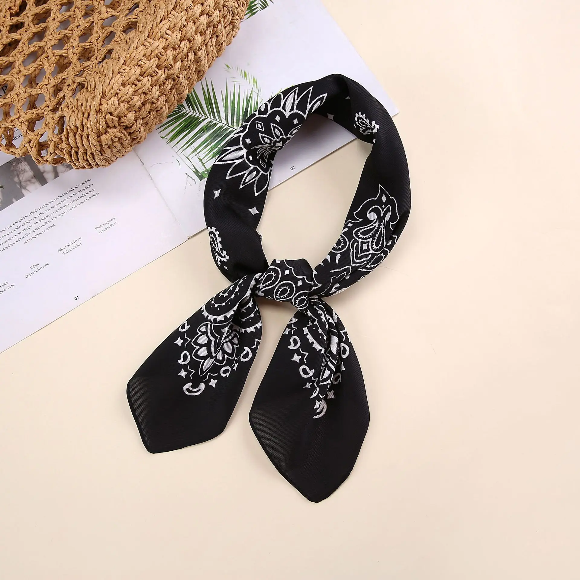 

2021 new silk scarves women 70cm square blue cashew small scarf printed gift scarf