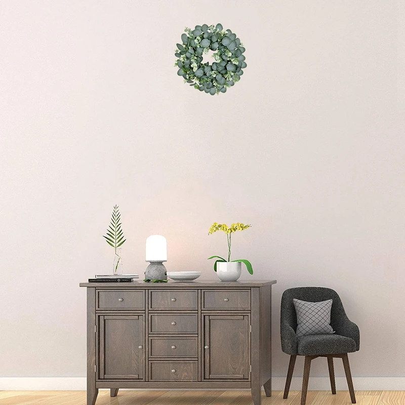 

Artificial Eucalyptus Wreath for Front Door Wall Window Wedding Party Home Spring Summer Farmhouse Decoration