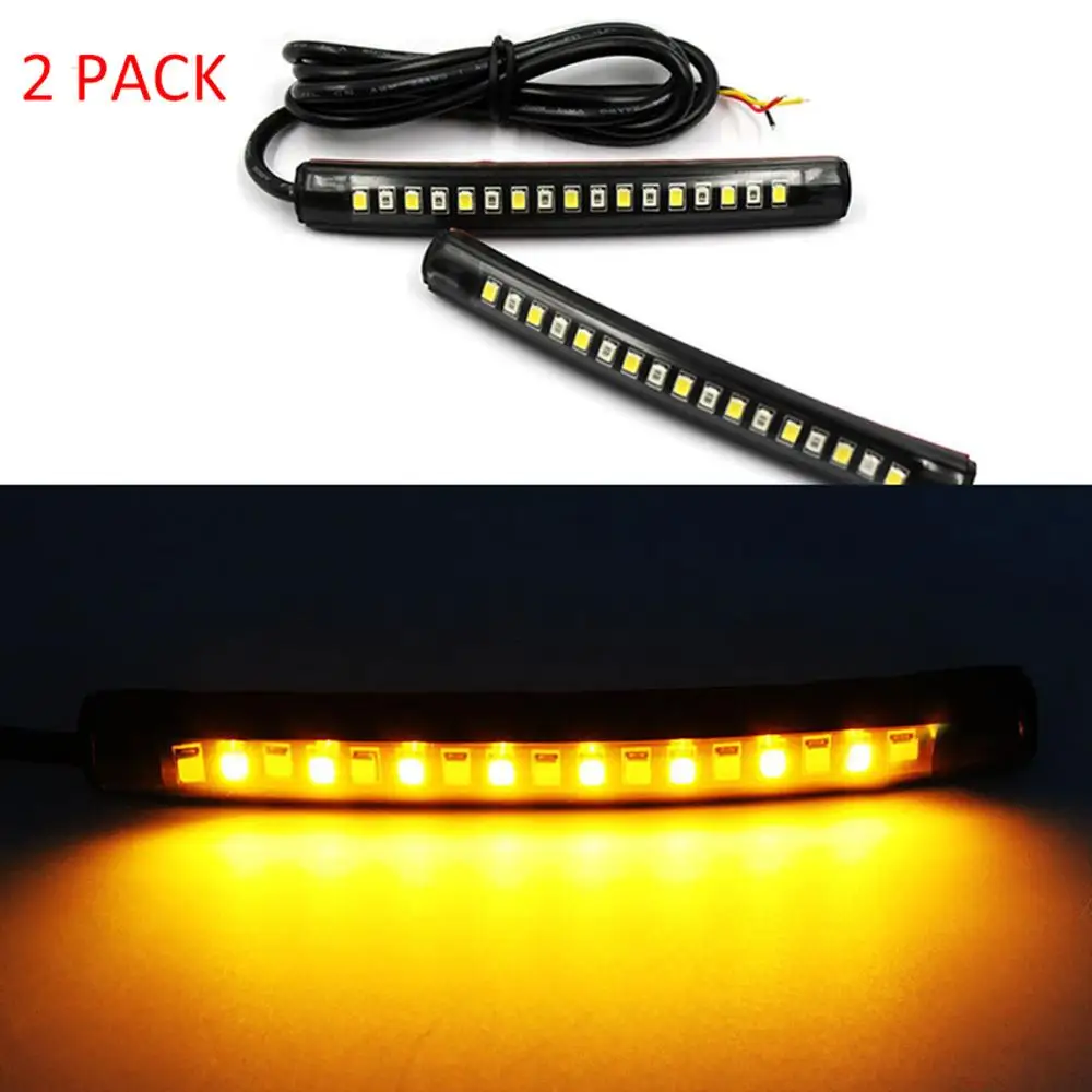 

2PCS Universal 17LED Motorcycle Tail Brake Lights Turn Signal Strip License Plate Light