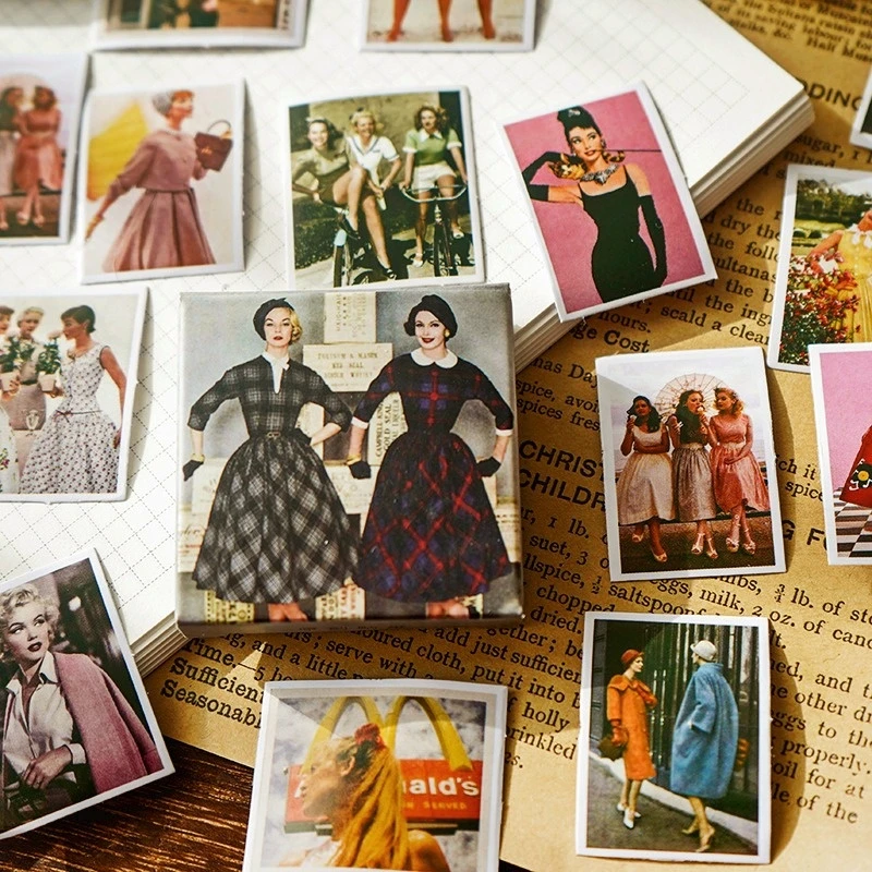 

40 шт., квадратные декоративные наклейки в винтажном стиле