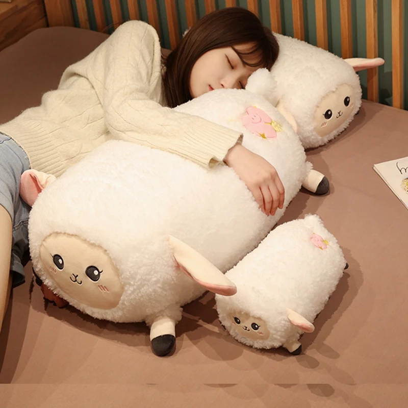 

Stock Anime Kawaii Sheep Plush Lying Round Design Sleeping Pillow Sheep Plushie Sheep Plush Toy For Baby Soft Kids Gifts