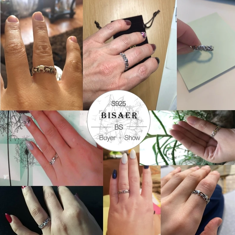 Женское кольцо на палец Bisaer Черное и серебряное из 100% стерлингового серебра 925