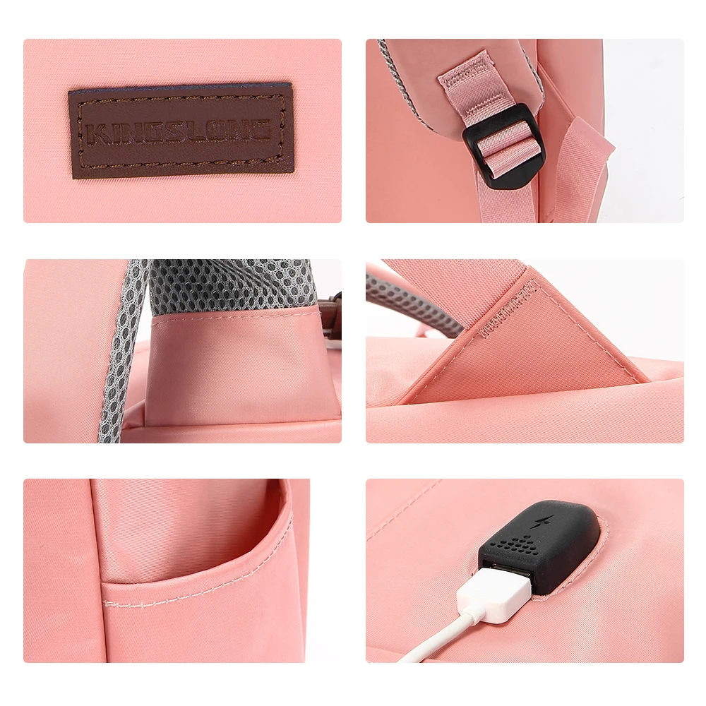 Женский рюкзак Kingslong для ноутбука школьный девочек Модный водонепроницаемый usb