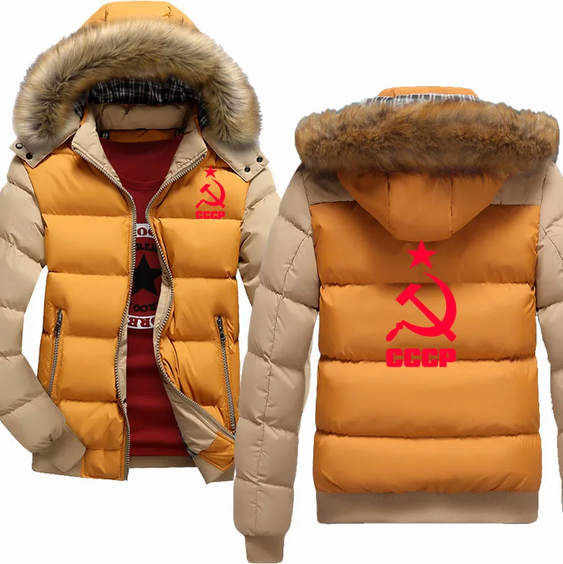 

Winter fleece Thicken Warm coats Men Hoodies CCCP Russian USSR Soviet Union Print cotton Wool Mens Hoodies Zipper Jacket