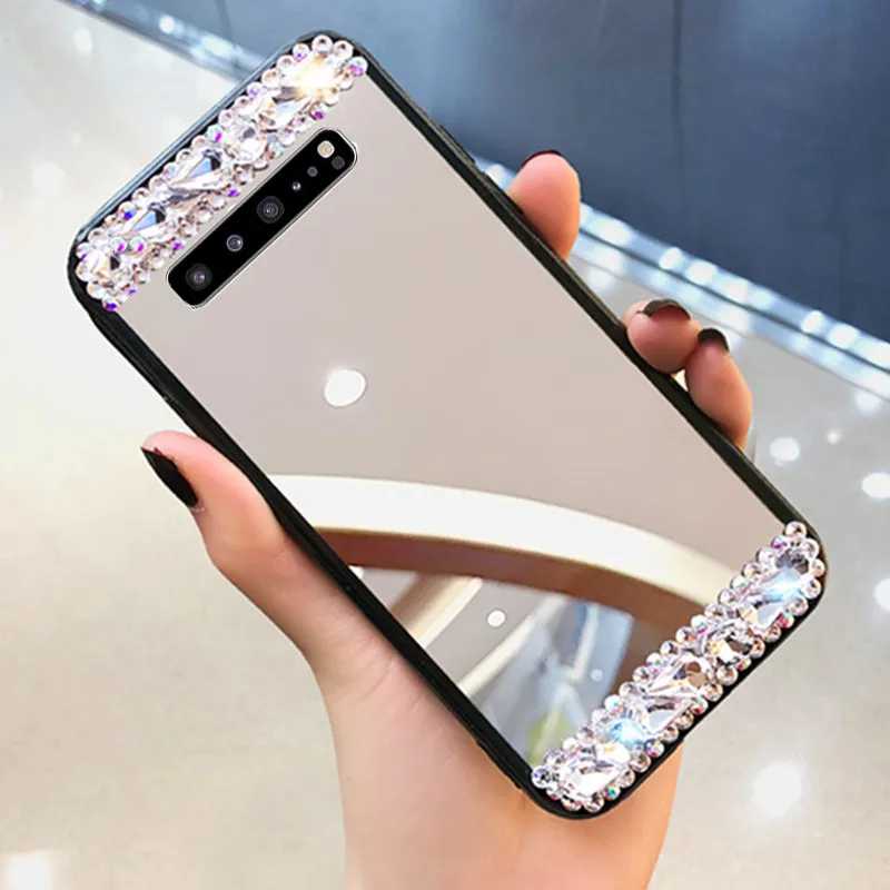 Зеркальный чехол со стразами для телефона Samsung J7 2016 J3 J5 Prime A5 2017 A32 A12 A72 A52 A51 A50 A70 J8 S20