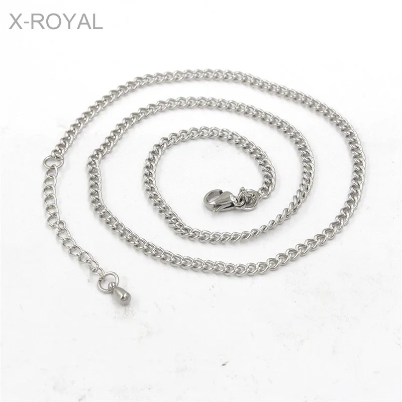 X-ROYAL 5 шт./лот 3 мм 40/45 см длиной Нержавеющая сталь цепочка на шею с цепь вытянутыми