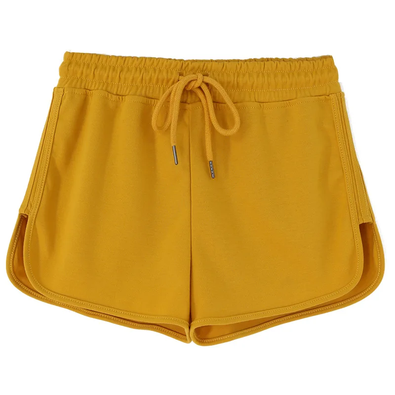 

Straight Loose Solid High Waist Shorts Women Elastic Waist Tie Split Fork Yoga Shorts Women'S Casual Thin Shortss Woman 2021
