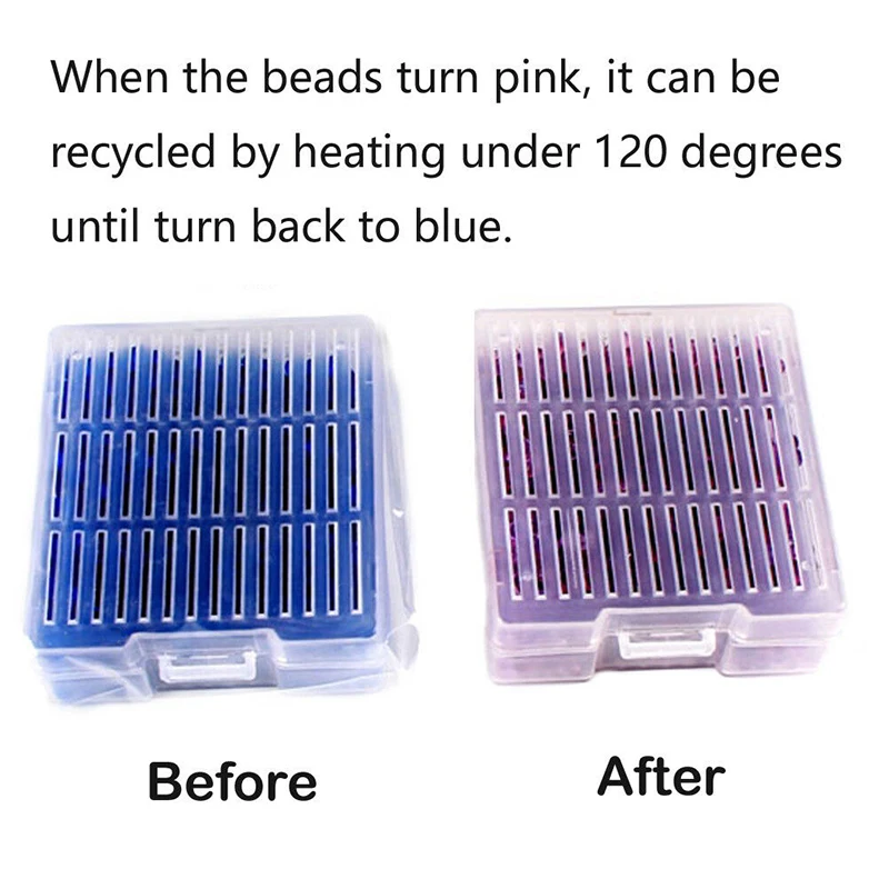 2Pcs hygroscopic bead dehumidifier box blue reusable silica gel desiccant Home essential object keeping wardrobe camera bag dry | Дом и сад