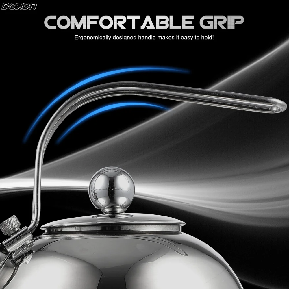 

1pc Stainless Steel Water Kettle Flat Bottom Household Whistle Water Kettle