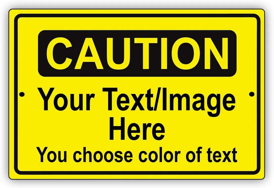 

Diuangfoong Personalized Caution Your Own Choice Words and Image Customized Designs Hazard Aluminum Metal Sign Plate