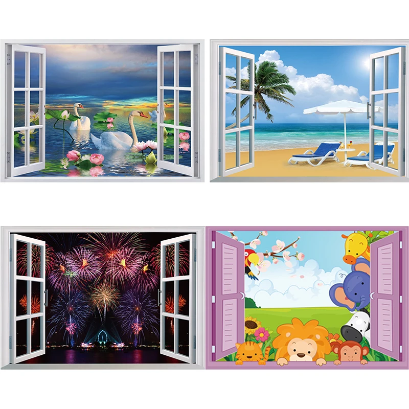 50*70 3D искусственная фотография наклейки пляж Лебедь мультфильм настенные