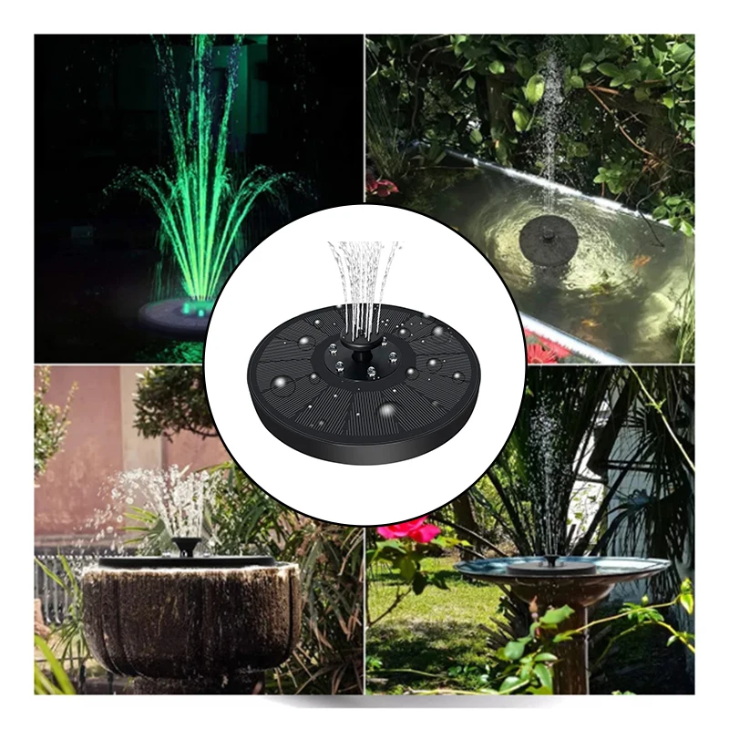

Solar Fountain Pump Set for Outdoor 13PCS Floating Water Fountain Pumper with Colorful Light & 8 Nozzle 7V/3W for Garden FAS6