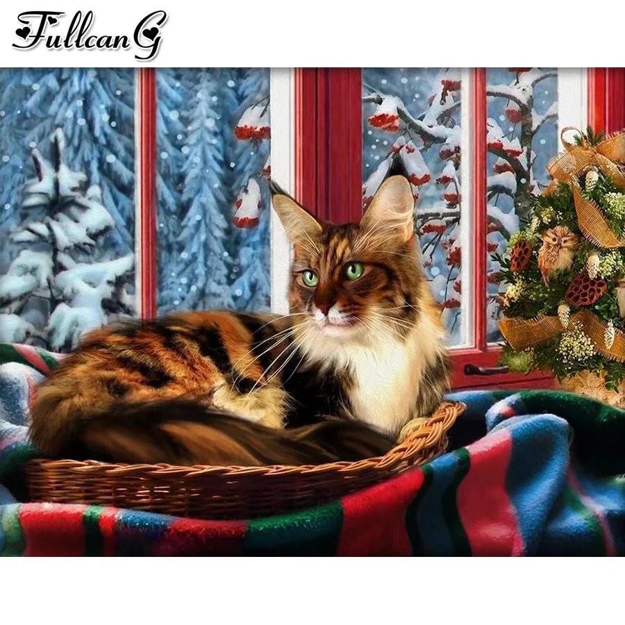 

window cat 5D DIY diamond painting cross stitch full drill diamond embroidery animal mosaic needlework home decoration JX3204