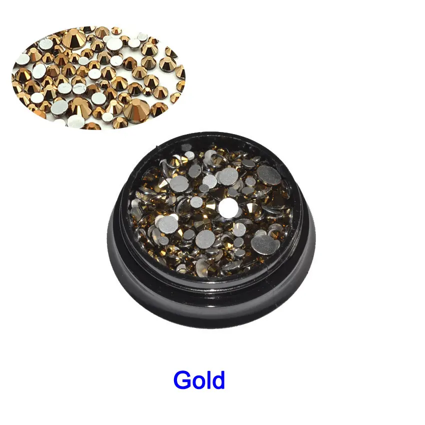 gold 1 коробка кристаллы опаловые Стразы для ногтей разные размеры стеклянные опаловые стразы аксессуары для ногтей Стразы 3D украшения для ногтей - Цвет: gold