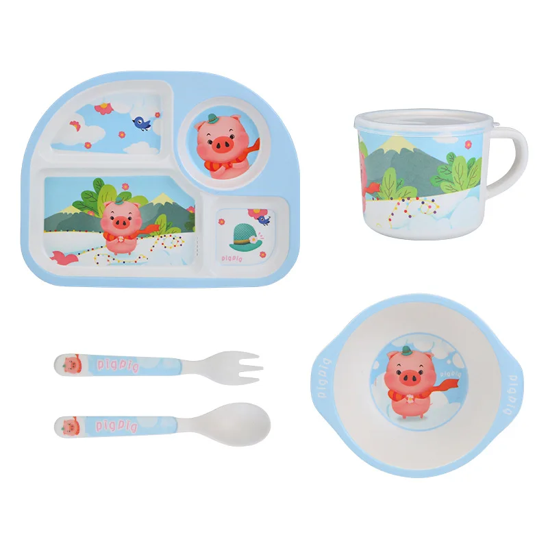 Безопасный 5 комплектов здоровых детских столовых приборов набор из бамбукового