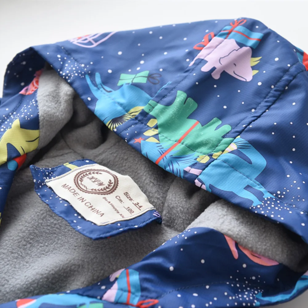 Осенняя ветровка для маленьких девочек с рисунком динозавра бархатная Детская