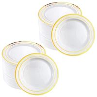 aaak 50pcs golden disposable plastic tableware plate wedding gift birthday party supplies