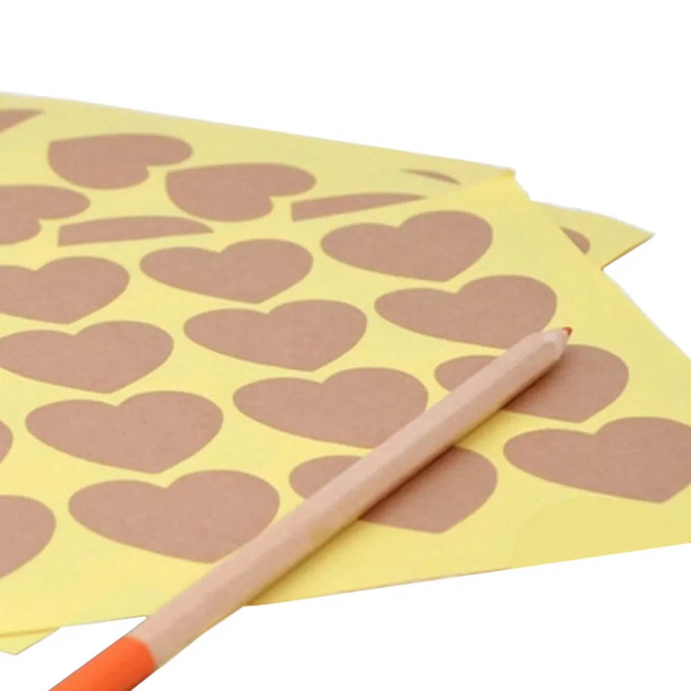 120 шт./10 лист пустой крафт бумаги сердце Стикеры для изделия ручной работы DIY