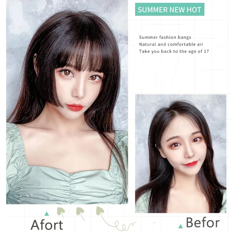 

AILIADE Black/Brown Clip On Bangs Hairpieces for Women Fringe Bangs Clip In Hair Extensions Synthetic High Temperature Fiber