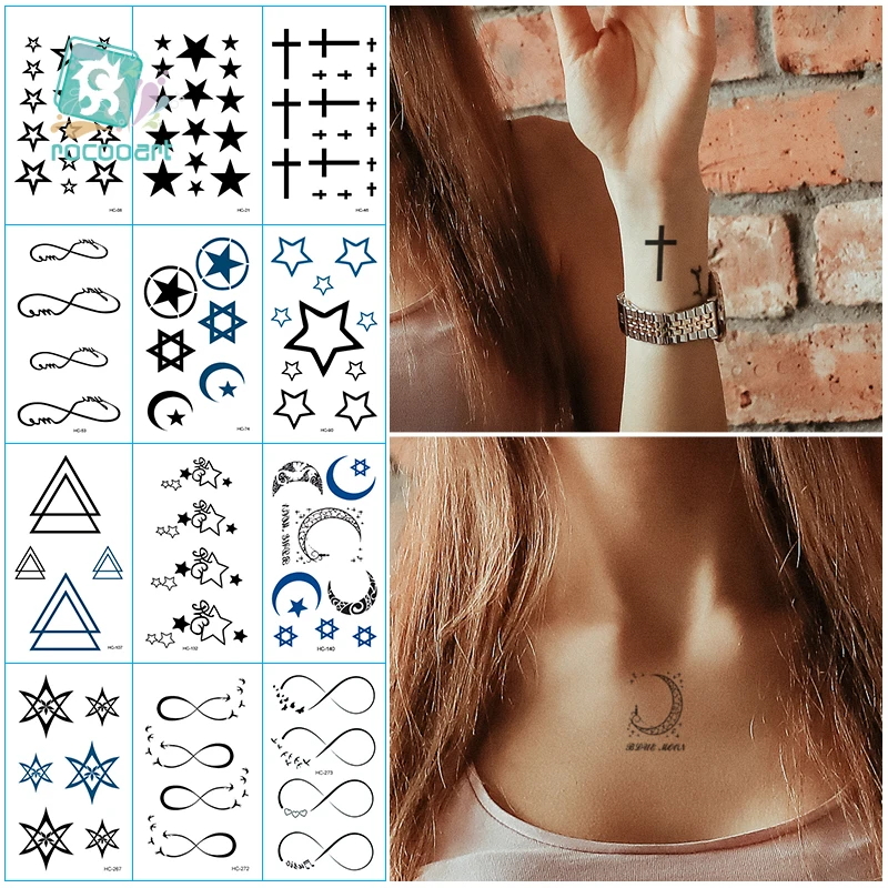 

Waterproof Temporary Tattoo Sticker Small Simple Line Flower Flash Tatoo Cute Leaf Finger Wrist Fake Tatto For Body Art Women