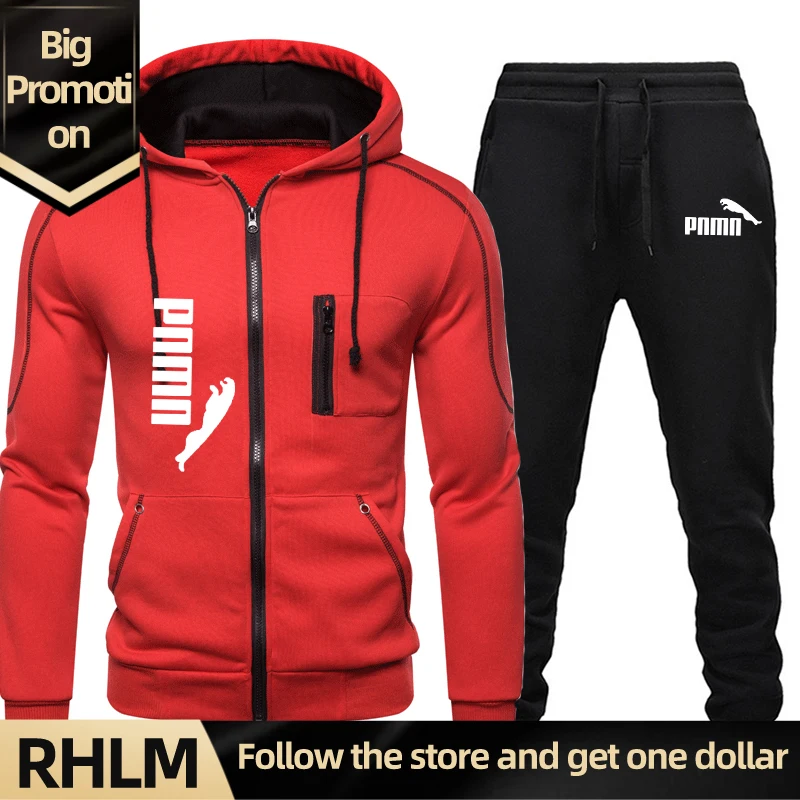 

ã€RHLMã€‘ Casual Men's Autumn Winter Suit Hooded Top And Pants 2-Piece Zipper Hooded Sweatshirt Suit Sportswear Men's Suit Clothe